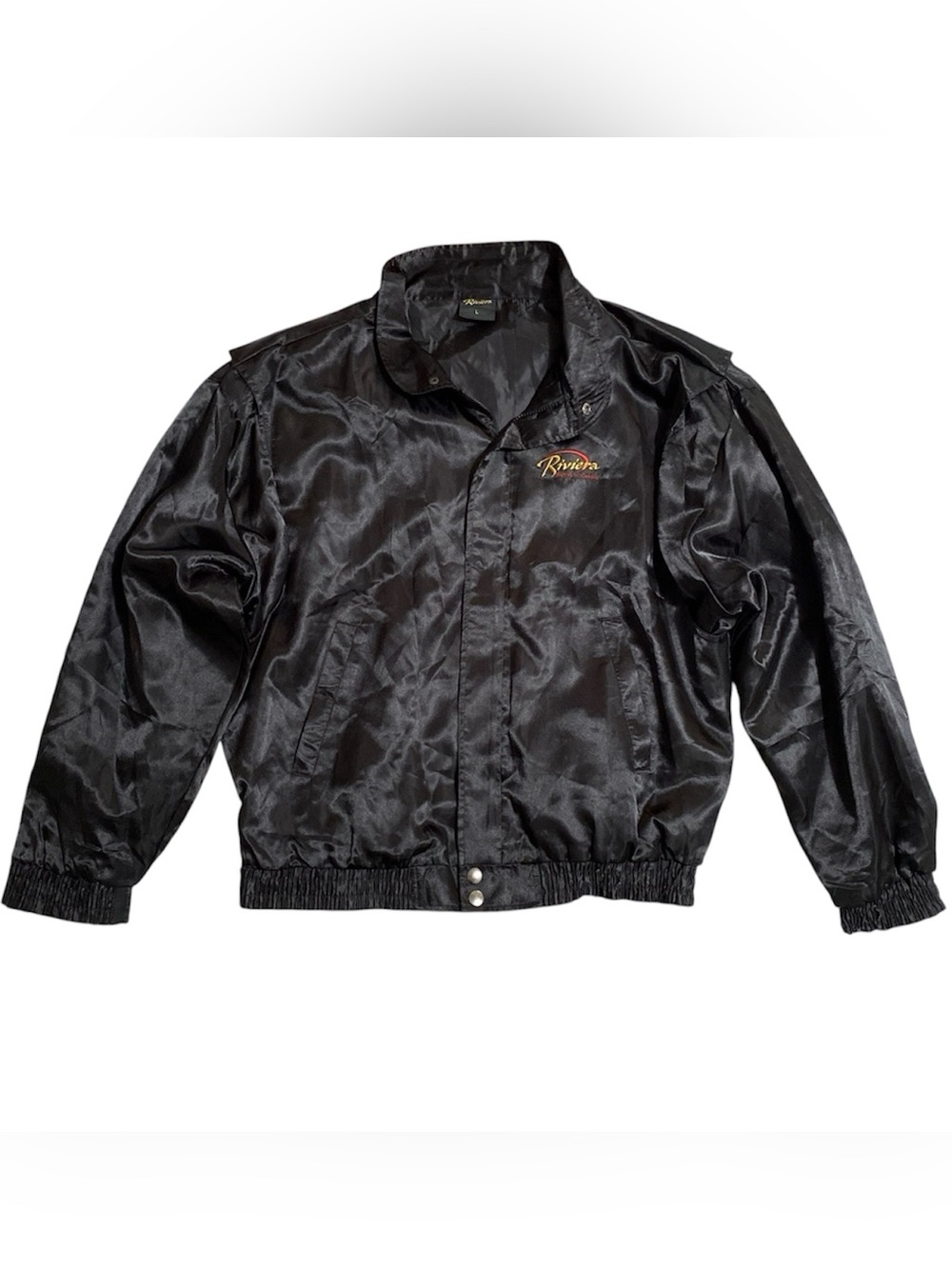 Vintage Black Satin Riviera Hotel & Casino Las Vegas Bomber Jacket